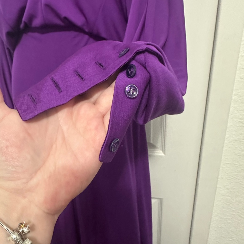 Yves Saint Laurent Vibrant Purple Long Sleeve Dress - Picture 7 of 11